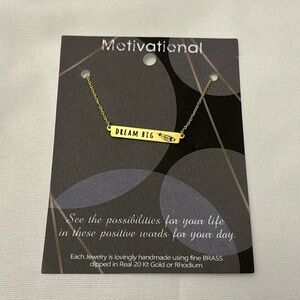Motivational "Dream Big" Necklace – Gold Tone – NIP
